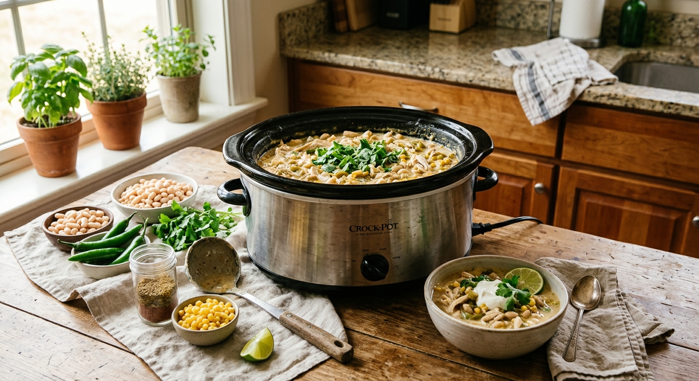 Irresistibly Creamy White Chicken Chili Made Easy in Your Slow Cooker!